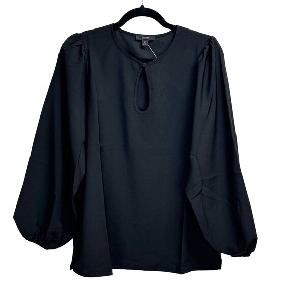 J.Crew Womens Black Long Sleeve Keyhole Blouse S Tall - Picture 1 of 6